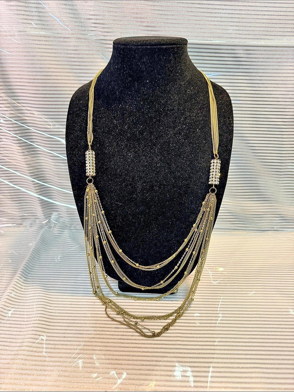 Gold-Tone Multi-Strand Tassel Necklace